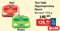 BİNVEZİR TAM YAĞLI OLGUNLAŞTIRILMIŞ PEYNİR 350 G